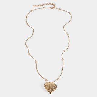 Louella Heart Locket Necklace - Gold