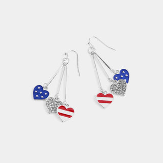 Patriotism Love Earrings - Red/White/Blue
