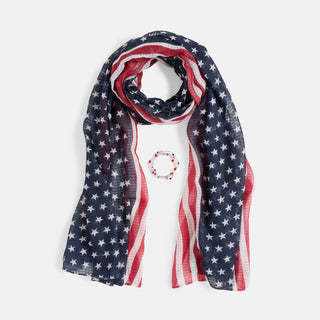 Grand Ol' Flag Scarf + Bracelet - Red/White/Blue