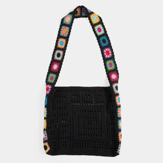 Lillian Crochet Tote - Black/Multi