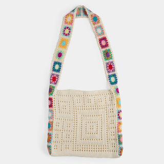 Lillian Crochet Tote - Off White/Multi