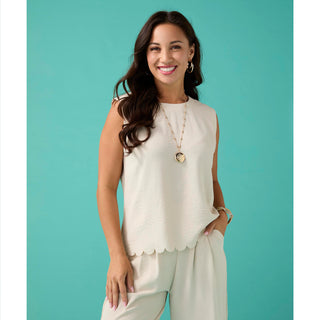Daphne Tie Back Tank with Scallop
