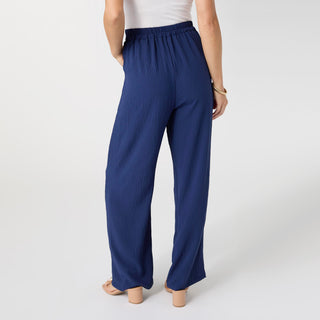 Daphne Flowy Pleat Front Pant with Pockets - Navy