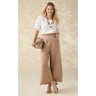 Elin Linen Crop Pant with Button Pocket