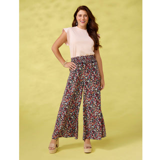 Ashley Smock Waist Flowy Wide Leg Pant