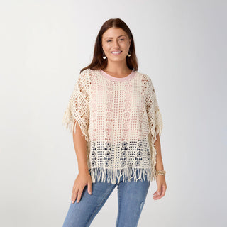 Dakota Crochet Top with Fringe - Natural