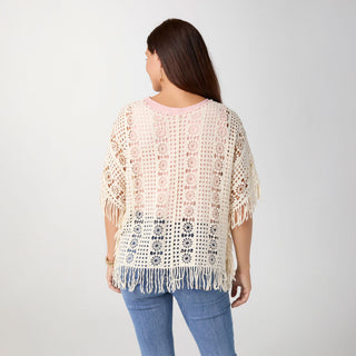 Dakota Crochet Top with Fringe - Natural