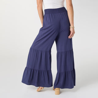 Hallie Tiered Wide Leg Pant - Navy