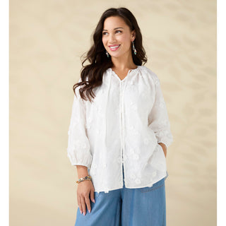 Esther Embroidered Floral Button Front Top