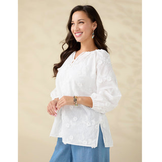 Esther Embroidered Floral Button Front Top