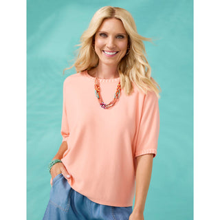 Lightweight Heavenly-Luxe Short Sleeve Trim Detail Sweater