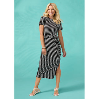 Amara Stripe Tie Waist Midi Dress