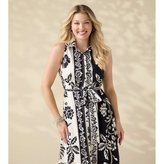 Joelle Printed Collared Maxi Dress with Tie