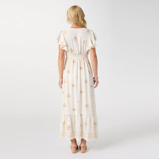 Celeste Embroidered Flutter Sleeve Maxi Dress tgbBRANDS Celeste Embroidered Flutter Sleeve Maxi Dress tgbBRANDS