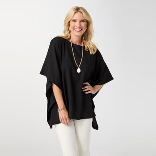 Gabriella Textured Poncho - Black