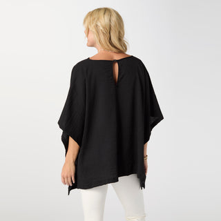 Gabriella Textured Poncho - Black
