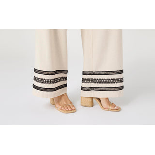 Isabelle Linen Pant with Crochet Trim - Natural