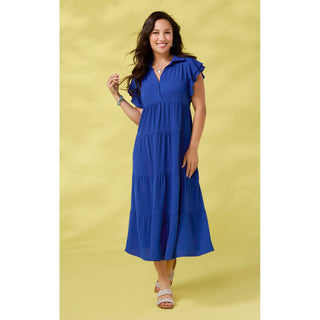 Kendall Flutter Sleeve V-Neck Tiered Maxi Dress