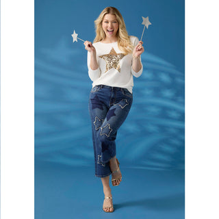 Lightweight Heavenly-Luxe 3/4 Sleeve Star Sweater