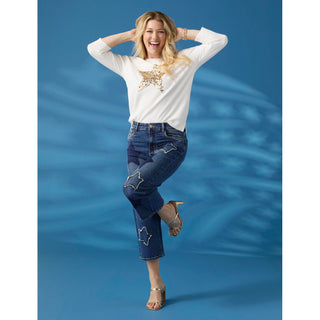 Lightweight Heavenly-Luxe 3/4 Sleeve Star Sweater