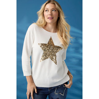Lightweight Heavenly-Luxe 3/4 Sleeve Star Sweater