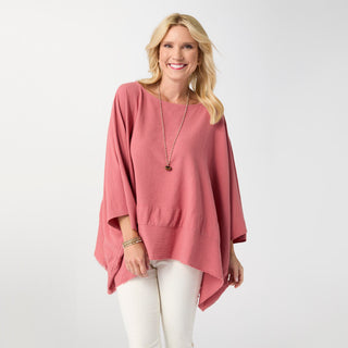 Peyton Frayed Edge Poncho - Desert Clay