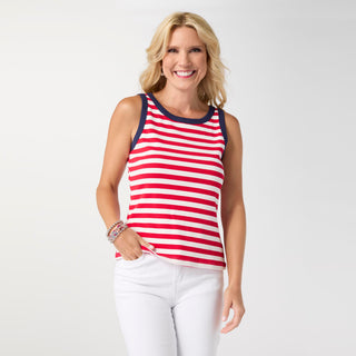 Sawyer Striped Rib Tank - Red/White