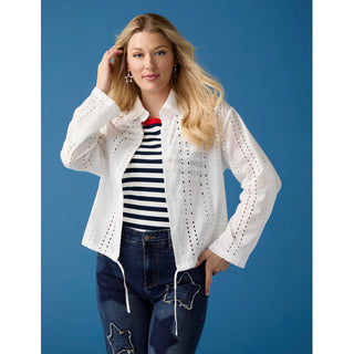 Rachel Eyelet Tab Sleeve Drawstring Jacket