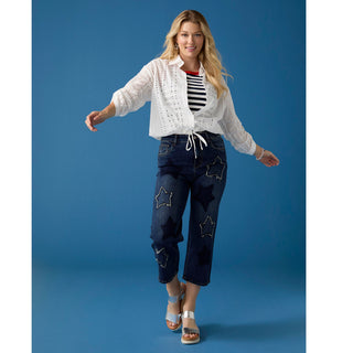 Rachel Eyelet Tab Sleeve Drawstring Jacket