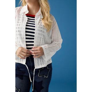 Rachel Eyelet Tab Sleeve Drawstring Jacket