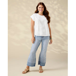 Reese Cap Sleeve Floral Applique Top