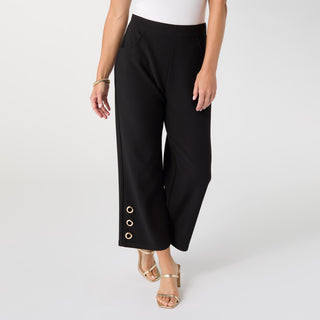 Georgie Wide Leg Crop with Side Grommets - Black