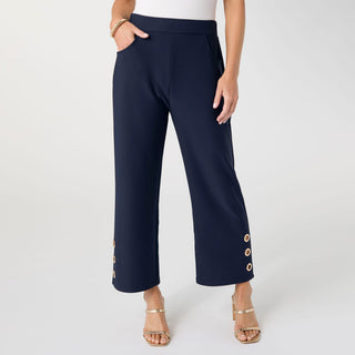 Georgie Wide Leg Crop with Side Grommets - Navy