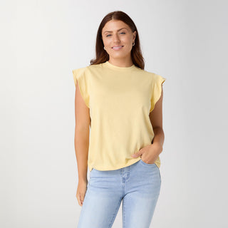 Lilly Ruffle Cap Sleeve Top - Butter