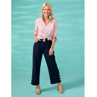 Mabel Long Sleeve Striped Button Front Top
