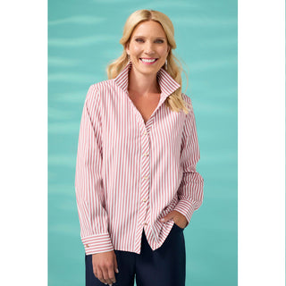 Mabel Long Sleeve Striped Button Front Top