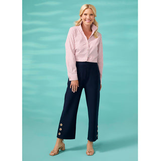 Mabel Long Sleeve Striped Button Front Top