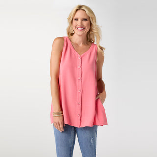 Tessa Reversible Tank with Pockets - Sunkissed Coral