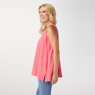 Tessa Reversible Tank with Pockets - Sunkissed Coral