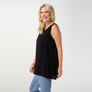 Tessa Reversible Tank with Pockets - Black