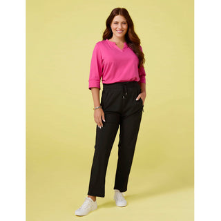Saylor Notch Neck Elbow Sleeve Top