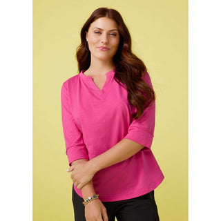 Saylor Notch Neck Elbow Sleeve Top