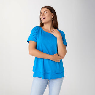 Milla Short Sleeve Tier Bottom Top - Electric Blue