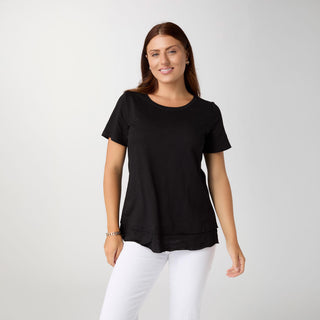 Milla Short Sleeve Tier Bottom Top - Black
