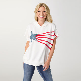 Star Blast America Hooded Top - White