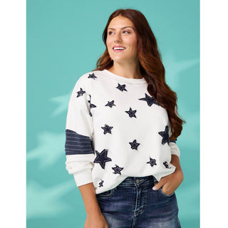Athena Long Sleeve Star Patch Sweatshirt