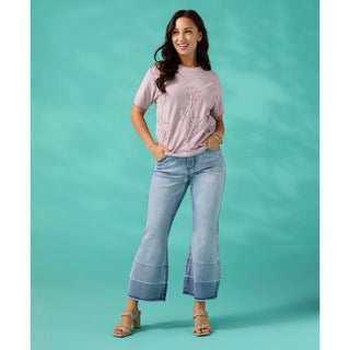 Lightweight Heavenly-Luxe Short Sleeve Floral Sweater