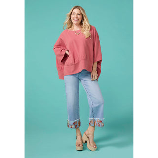 EverStretch Wide Leg Crop with Embroidered Cuff