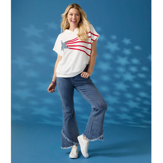 Bambu Soft Flare Fringe Crossover with Studs