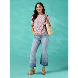 Bambu Soft Flare Crop with Fray Bottom